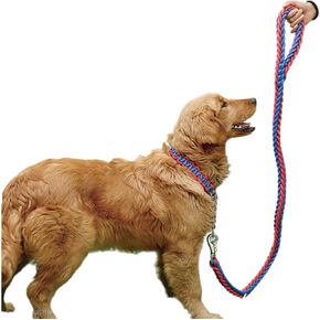 Heavy Duty Dog Leash, Retractable Collar for Large Dogs Weighing 70-110 Pounds Reflective 8-Strand Woven 4.5 ft Training Leash with Comfortable Handle, 360° Snap Clip，Comes with Storage Bag.
