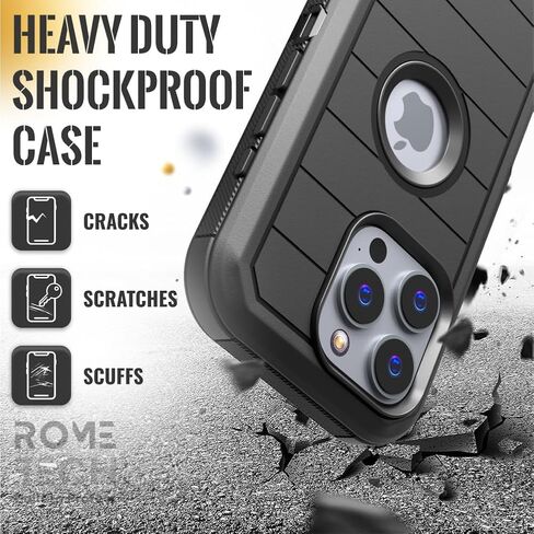 for iPhone 16 Pro Case with Belt Clip Holster & Kickstand, Screenless Protective Dual-Layer Shockproof Phone Case for iPhone 16 Pro - Black in Saudi Arabia