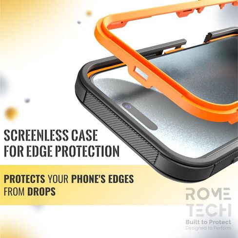 for iPhone 16 Pro Case with Belt Clip Holster & Kickstand, Screenless Protective Dual-Layer Shockproof Phone Case for iPhone 16 Pro - Black in Saudi Arabia
