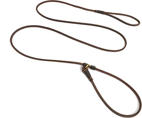 LWBMG Real Leather Slip Lead Dog Leash, Thin Lightweight Adjustable Dog Training Leash, Soft Genuine Leather Dog Leash for Small Dogs 5.6 ft x 1/5 inch Black in Saudi Arabia