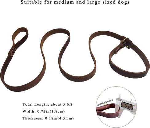 LWBMG Real Leather Slip Lead Dog Leash, Thin Lightweight Adjustable Dog Training Leash, Soft Genuine Leather Dog Leash for Small Dogs 5.6 ft x 1/5 inch Black in Saudi Arabia