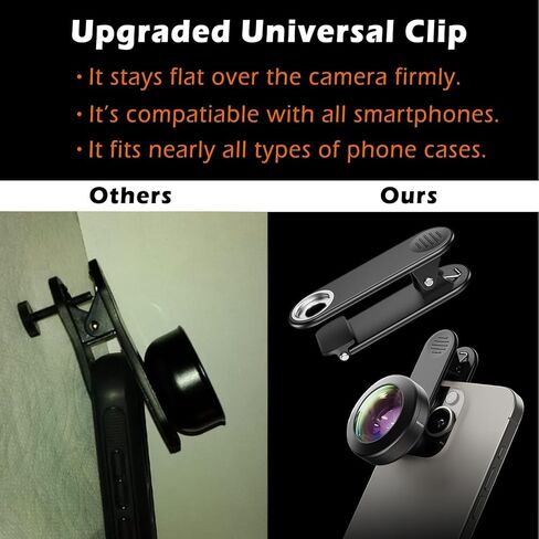 【ترقية 2024】 عدسة كاميرا عين السمكة مقاس 14 ملم 238 درجة لهواتف iPhone، وPixel، وSamsung Galaxy، وOnePlus، وHuawei، والهواتف الأخرى، ومرفق عدسة كاميرا الهاتف عدسة عين السمكة لهاتف iPhone، ومشبك عالمي متضمن in Kuwait