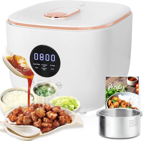 طباخ أرز رقمي، طباخ أرز منخفض السكر، طباخ أرز 6 أكواب 3.15 لتر، وعاء حساء، طباخ حبوب، طباخ متعدد 24 ساعة يحافظ على الدفء والمؤقت، سهل التنظيف، أبيض in Saudi Arabia