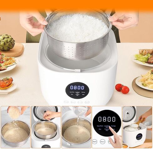 طباخ أرز رقمي، طباخ أرز منخفض السكر، طباخ أرز 6 أكواب 3.15 لتر، وعاء حساء، طباخ حبوب، طباخ متعدد 24 ساعة يحافظ على الدفء والمؤقت، سهل التنظيف، أبيض in Saudi Arabia