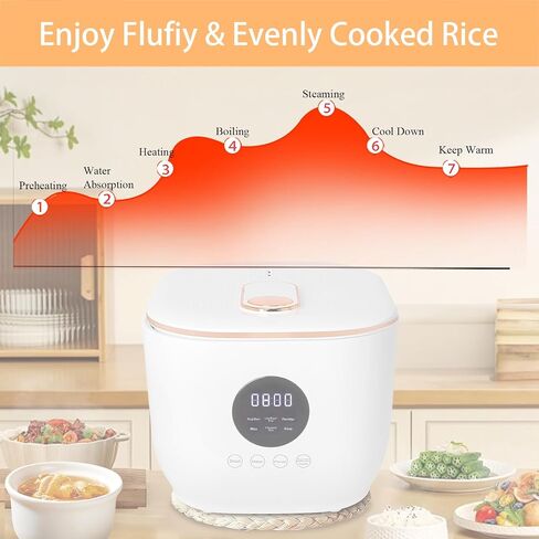 طباخ أرز رقمي، طباخ أرز منخفض السكر، طباخ أرز 6 أكواب 3.15 لتر، وعاء حساء، طباخ حبوب، طباخ متعدد 24 ساعة يحافظ على الدفء والمؤقت، سهل التنظيف، أبيض in Saudi Arabia