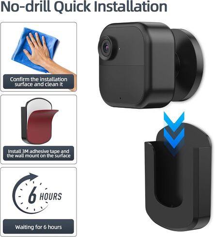 3 Pack Blink Camera No Drilling No Screws Wall Mount Bracket, Adhesive Blink Outdoor Camera Mount for Blink Outdoor 4 / Blink Mini/Mini 2 / Blink Indoor Cameras, Easy to Install (Black) in Saudi Arabia