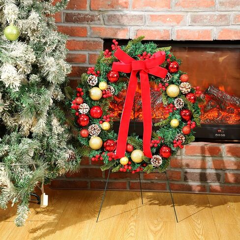 4 قطع من زهور المقبرة الاصطناعية لعيد الميلاد إكليل قبر عيد الميلاد مع سروج زهرة حامل لباقات تذكارية مع مزهرية ديكور خارجي لعيد الميلاد (متعدد الألوان، كلاسيكي) in Kuwait