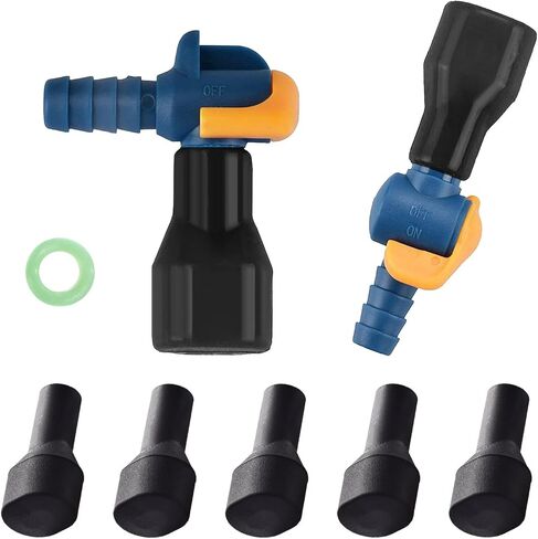 Bite Valve Replacement Nozzle for Camelbak, Bladder Mouthpiece Replacement with 2 Straight & Angled Hose Connectors and Tube O-Ring for Water Reservoir Hydration Bladder Backpack (Bright Blue) in Saudi Arabia
