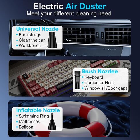 Compressed Air Duster,Electric Air Duster for PC/Keyboard Cleaning Kit,3 Gear Adjustable 300000 RPM Cordless Jet Dry Blower Air Blower for Car,Computer Duster for Cleaning（Ultimate,Black） in Saudi Arabia