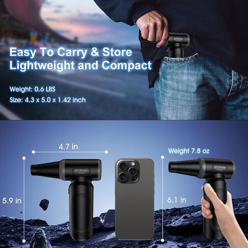 Compressed Air Duster,Electric Air Duster for PC/Keyboard Cleaning Kit,3 Gear Adjustable 300000 RPM Cordless Jet Dry Blower Air Blower for Car,Computer Duster for Cleaning（Ultimate,Black） in Saudi Arabia