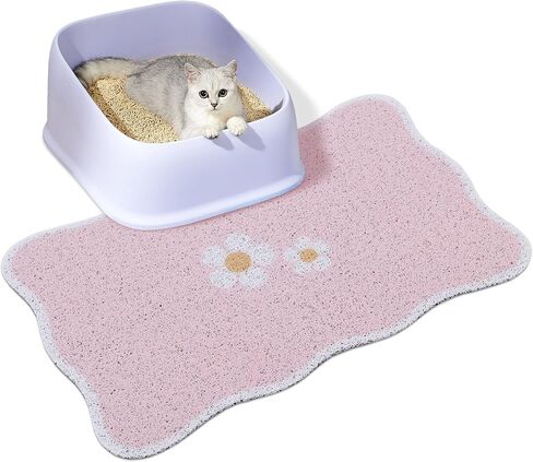 BALAPET Cat Litter Mat Quality Litter Box Mat Scalloped Cat Feeding Mat Soft and Comfortable,Litter Box Mat with Non-slip for Play,Feed and Rest,Easy to Clean,Dogs,Cats,Puppy Accessories(Strawberry) in Saudi Arabia