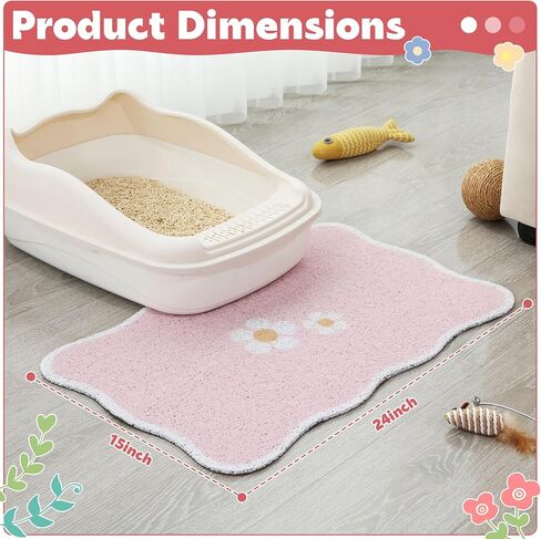 BALAPET Cat Litter Mat Quality Litter Box Mat Scalloped Cat Feeding Mat Soft and Comfortable,Litter Box Mat with Non-slip for Play,Feed and Rest,Easy to Clean,Dogs,Cats,Puppy Accessories(Strawberry) in Saudi Arabia