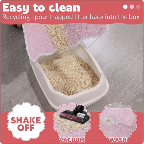 BALAPET Cat Litter Mat Quality Litter Box Mat Scalloped Cat Feeding Mat Soft and Comfortable,Litter Box Mat with Non-slip for Play,Feed and Rest,Easy to Clean,Dogs,Cats,Puppy Accessories(Strawberry) in Saudi Arabia