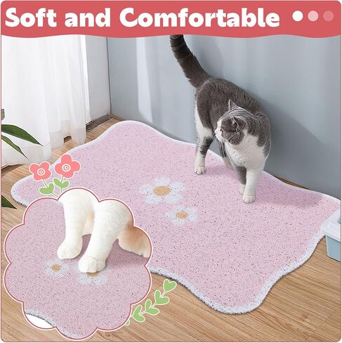 BALAPET Cat Litter Mat Quality Litter Box Mat Scalloped Cat Feeding Mat Soft and Comfortable,Litter Box Mat with Non-slip for Play,Feed and Rest,Easy to Clean,Dogs,Cats,Puppy Accessories(Strawberry) in Saudi Arabia