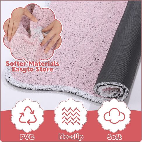 BALAPET Cat Litter Mat Quality Litter Box Mat Scalloped Cat Feeding Mat Soft and Comfortable,Litter Box Mat with Non-slip for Play,Feed and Rest,Easy to Clean,Dogs,Cats,Puppy Accessories(Strawberry) in Saudi Arabia