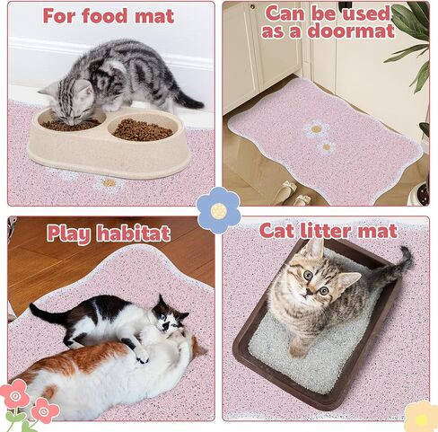 BALAPET Cat Litter Mat Quality Litter Box Mat Scalloped Cat Feeding Mat Soft and Comfortable,Litter Box Mat with Non-slip for Play,Feed and Rest,Easy to Clean,Dogs,Cats,Puppy Accessories(Strawberry) in Saudi Arabia