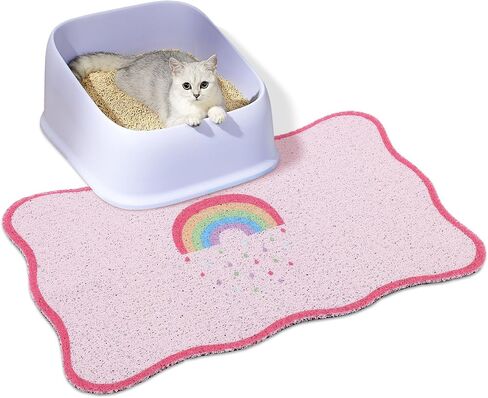 BALAPET Cat Litter Mat Quality Litter Box Mat Scalloped Cat Feeding Mat Soft and Comfortable,Litter Box Mat with Non-slip for Play,Feed and Rest,Easy to Clean,Dogs,Cats,Puppy Accessories(Strawberry) in Saudi Arabia