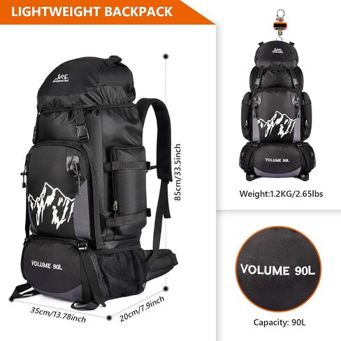 90L Large Hiking Backpack, Trekking backpack with Rain Cover, Lightweight Travel Daypack for Climbing Camping in Saudi Arabia
