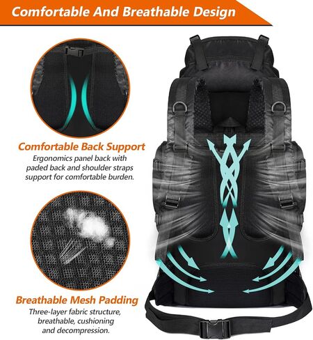 90L Large Hiking Backpack, Trekking backpack with Rain Cover, Lightweight Travel Daypack for Climbing Camping in Saudi Arabia