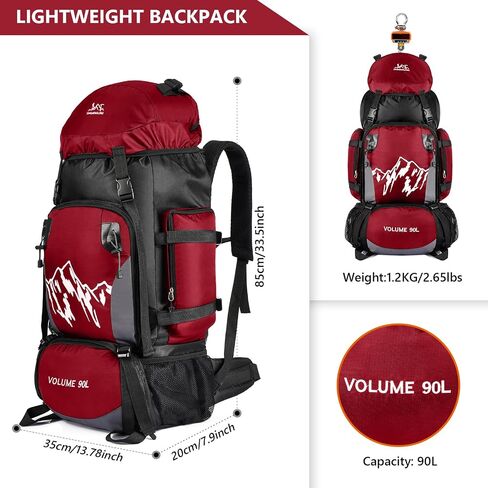 90L Large Hiking Backpack, Trekking backpack with Rain Cover, Lightweight Travel Daypack for Climbing Camping in Saudi Arabia