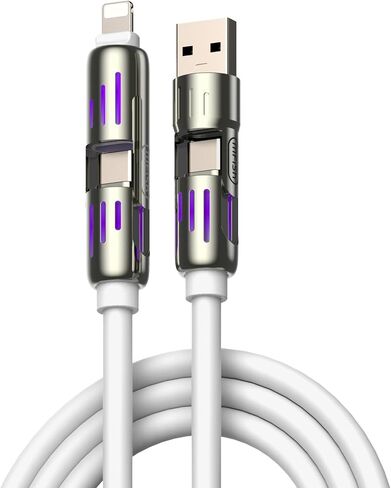 MFish 240W 4-in-1 Fast Charging Cable, Pink, 6.6FT in Kuwait