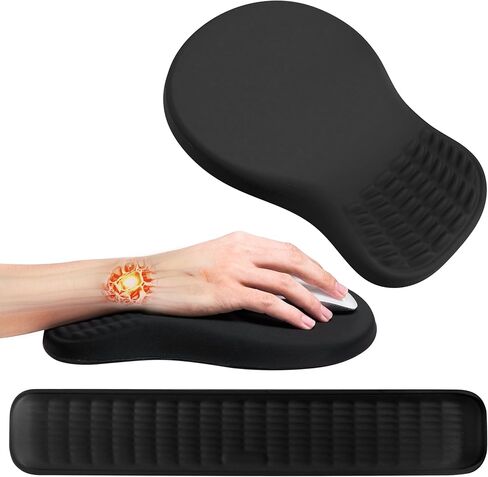 Mekass Ergonomic Mouse Pad and Keyboard Wrist Rest Set, Super Soft Memory Foam Desk Wrist Support for Computer Keyboard, Non-Slip Arm Palm Rests Cushion for Typing Gaming Office (Yeti) in Kuwait