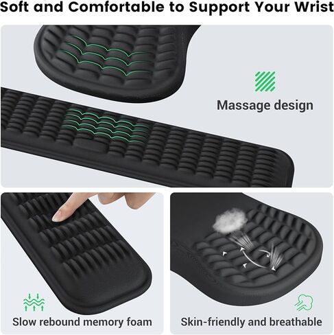 Mekass Ergonomic Mouse Pad and Keyboard Wrist Rest Set, Super Soft Memory Foam Desk Wrist Support for Computer Keyboard, Non-Slip Arm Palm Rests Cushion for Typing Gaming Office (Yeti) in Kuwait