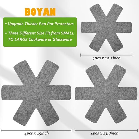 Pot and Pan Protectors, Set of 12 and 3 Different Size, Pot Dividers Pads/Stacking Pan Protectors/Pan Separators Pads for Protecting and Separating Pots and Pans in Saudi Arabia