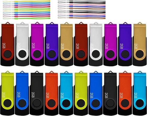 2GB USB 2.0 Flash Drive Bulk 20 Pack Thumb Drive Colorful Swivel Zip Drive USB Jump Drive Memory Stick Pendrive, Bulk USB Storage Flash Drive Ideal for Events & Office Shared Data Storage in Saudi Arabia