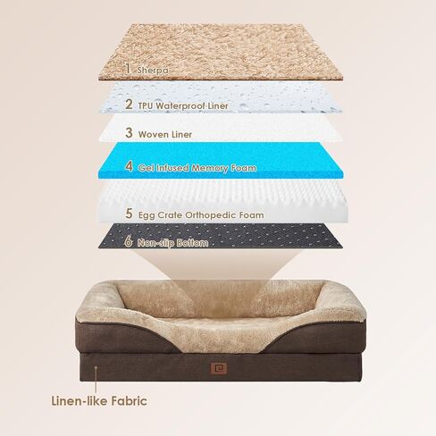 EHEYCIGA Memory Foam Dog Bed for Large Sized, Orthopedic Dog Sofa with Sides and Waterproof Liner, Washable Bolster Pet Couch with Removable Cover, 41x27x7.5 Inch, Purple in Kuwait