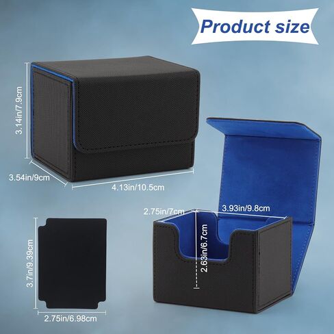 Card Deck Box for Trading Cards with 2 Dividers,Card Storage Box Fits 150+ Single Sleeved Cards,PU Leather Strong Magnet Card Deck Case Holder for YuGiOh,MTG,TCG and Sport Cards (Black&Gray) in Saudi Arabia