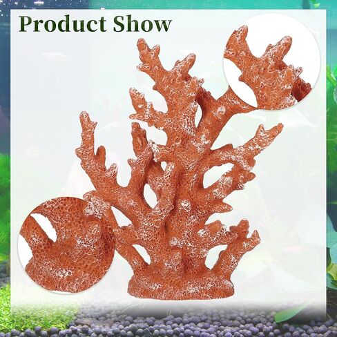 Artificial Coral Decor, Coral Decorations for Aquarium, Resin Coral Ornaments, Resin Coral Statue Home Decor, 7.48"x2.36"x9.45", Orange in Saudi Arabia