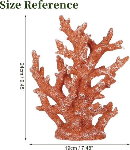 Artificial Coral Decor, Coral Decorations for Aquarium, Resin Coral Ornaments, Resin Coral Statue Home Decor, 7.48"x2.36"x9.45", Orange in Saudi Arabia