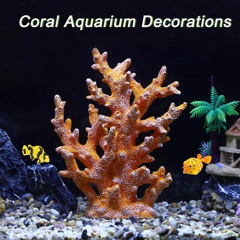 Artificial Coral Decor, Coral Decorations for Aquarium, Resin Coral Ornaments, Resin Coral Statue Home Decor, 7.48"x2.36"x9.45", Orange in Saudi Arabia