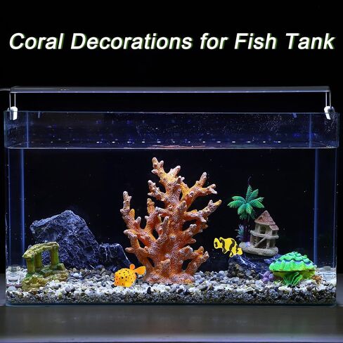 Artificial Coral Decor, Coral Decorations for Aquarium, Resin Coral Ornaments, Resin Coral Statue Home Decor, 7.48"x2.36"x9.45", Orange in Saudi Arabia