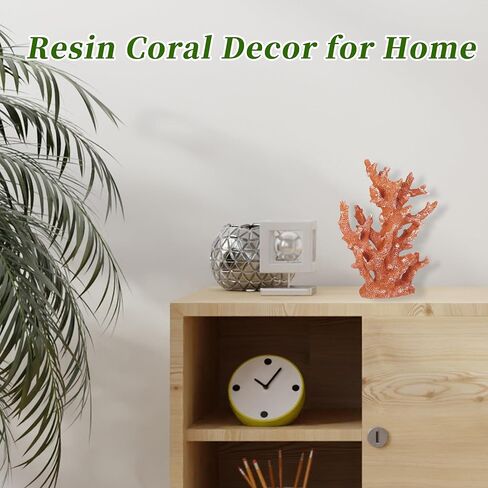 Artificial Coral Decor, Coral Decorations for Aquarium, Resin Coral Ornaments, Resin Coral Statue Home Decor, 7.48"x2.36"x9.45", Orange in Saudi Arabia