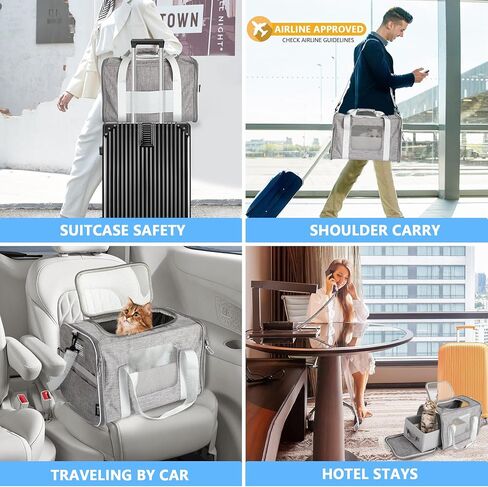Airline-Approved Cat Carrier with Litter Box L17 xW11 xH12 - Waterproof, Portable, Soft Cat Carrier for up to 20 lbs Cats - Comes with Litter Scoop, Water Bowl, Pet ID Card, and Free Cat Toy in Saudi Arabia