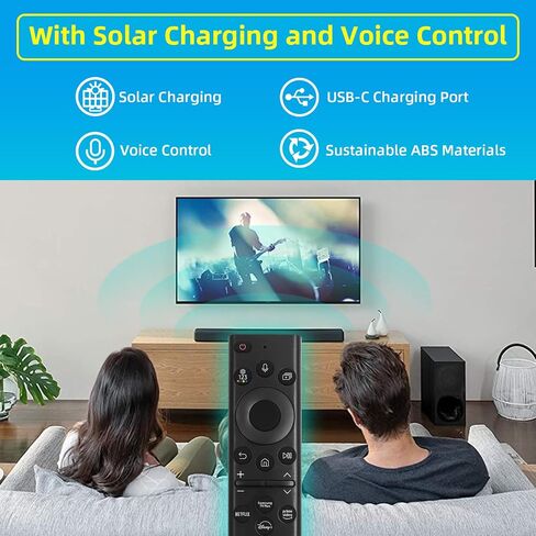 for Samsung TV Remote with Solar Charging and Voice Control, for 2021-2024 Samsung Remote Control for Samsung Smart TV Crystal QLED QLED 4K 8K TVs. 2-Year Full Warranty. in Saudi Arabia