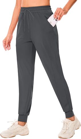 Women's Joggers Pants with Zipper Pockets High Waisted Athletic Drawstring Sweatpants for Lounge Workout Jogging 2024 in Kuwait