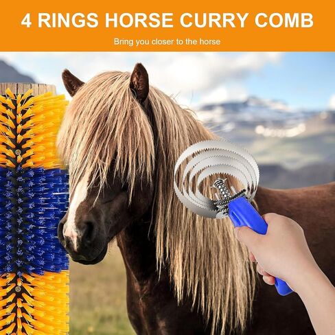 Livestock Scratching Brush, Cow, Horse, Goat, Livestock Brushes For Scratching, Horse Brush, Cow Brush, Goat Scratching Post, Animal Back Scratching Brush (Blue Yellow, 1PC) in Saudi Arabia