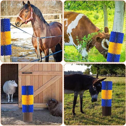 Livestock Scratching Brush, Cow, Horse, Goat, Livestock Brushes For Scratching, Horse Brush, Cow Brush, Goat Scratching Post, Animal Back Scratching Brush (Blue Yellow, 1PC) in Saudi Arabia