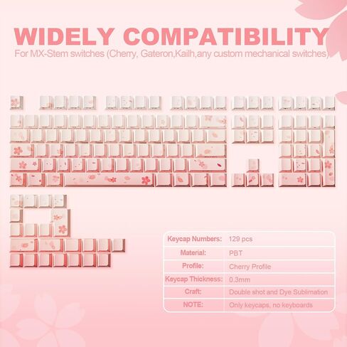 YUNZII Black Gray Gradient PBT Keycaps, 136-key Double Shot Dye Sub Dual-Process Keycaps, Side Printed Shine Through Keycaps Custom Keycaps Set, Mechanical Keyboard keycaps for Gaming Keyboards in Saudi Arabia