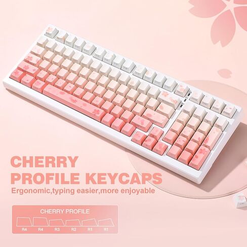 YUNZII Black Gray Gradient PBT Keycaps, 136-key Double Shot Dye Sub Dual-Process Keycaps, Side Printed Shine Through Keycaps Custom Keycaps Set, Mechanical Keyboard keycaps for Gaming Keyboards in Saudi Arabia