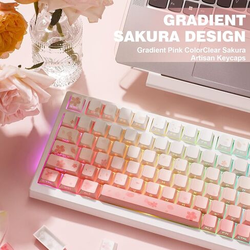 YUNZII Black Gray Gradient PBT Keycaps, 136-key Double Shot Dye Sub Dual-Process Keycaps, Side Printed Shine Through Keycaps Custom Keycaps Set, Mechanical Keyboard keycaps for Gaming Keyboards in Saudi Arabia