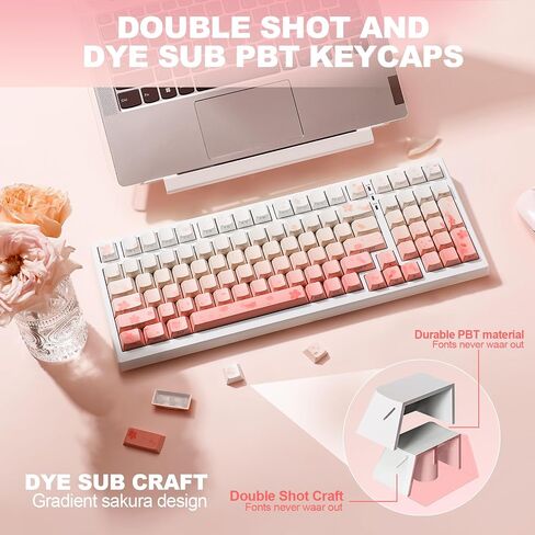 YUNZII Black Gray Gradient PBT Keycaps, 136-key Double Shot Dye Sub Dual-Process Keycaps, Side Printed Shine Through Keycaps Custom Keycaps Set, Mechanical Keyboard keycaps for Gaming Keyboards in Saudi Arabia