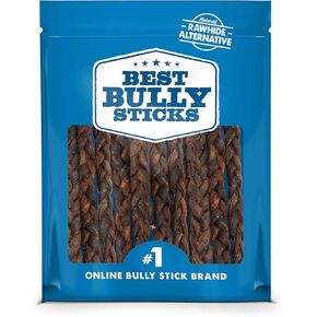Best Bully Sticks All Natural Dog Chews - 9 Inch Braided Beef Collagen Sticks - USA Baked & Packed - Highly Digestible, Limited Ingredient, Rawhide Alternative Dog Chew - 10 Pack