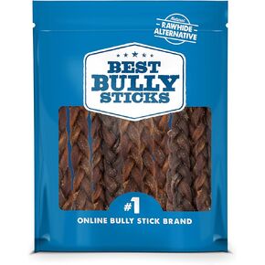 Best Bully Sticks All Natural Dog Chews - 9 Inch Braided Beef Collagen Sticks - USA Baked & Packed - Highly Digestible, Limited Ingredient, Rawhide Alternative Dog Chew - 10 Pack
