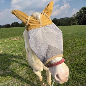 Horse Fly Mask with Ears – Fly Masks with Ears - Non-Heat Transferring Mesh – 70% Uv Protection - Breathable Equine Fly Mask – Size Horses – Soft and Comfortable Face Flymask