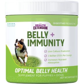 Health Extension Digestive Probiotic for Dogs & Puppies, 16oz - Belly+Immunity System Support, 3 Billion CFUs Per Scoop, Natural Ingredients for All Life Stages