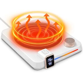 Yoobao Mug Warmer، كوب القهوة الدافئ للمكتب 9-Temp ضبط سريع، مؤقت 1-12H إيقاف/تشغيل تلقائي، 40 وات كوب ساخن أكثر دفئًا، حصيرة مضادة للحرق، لوحة تسخين المشروبات للشموع والقهوة والشاي والحليب (أسود)